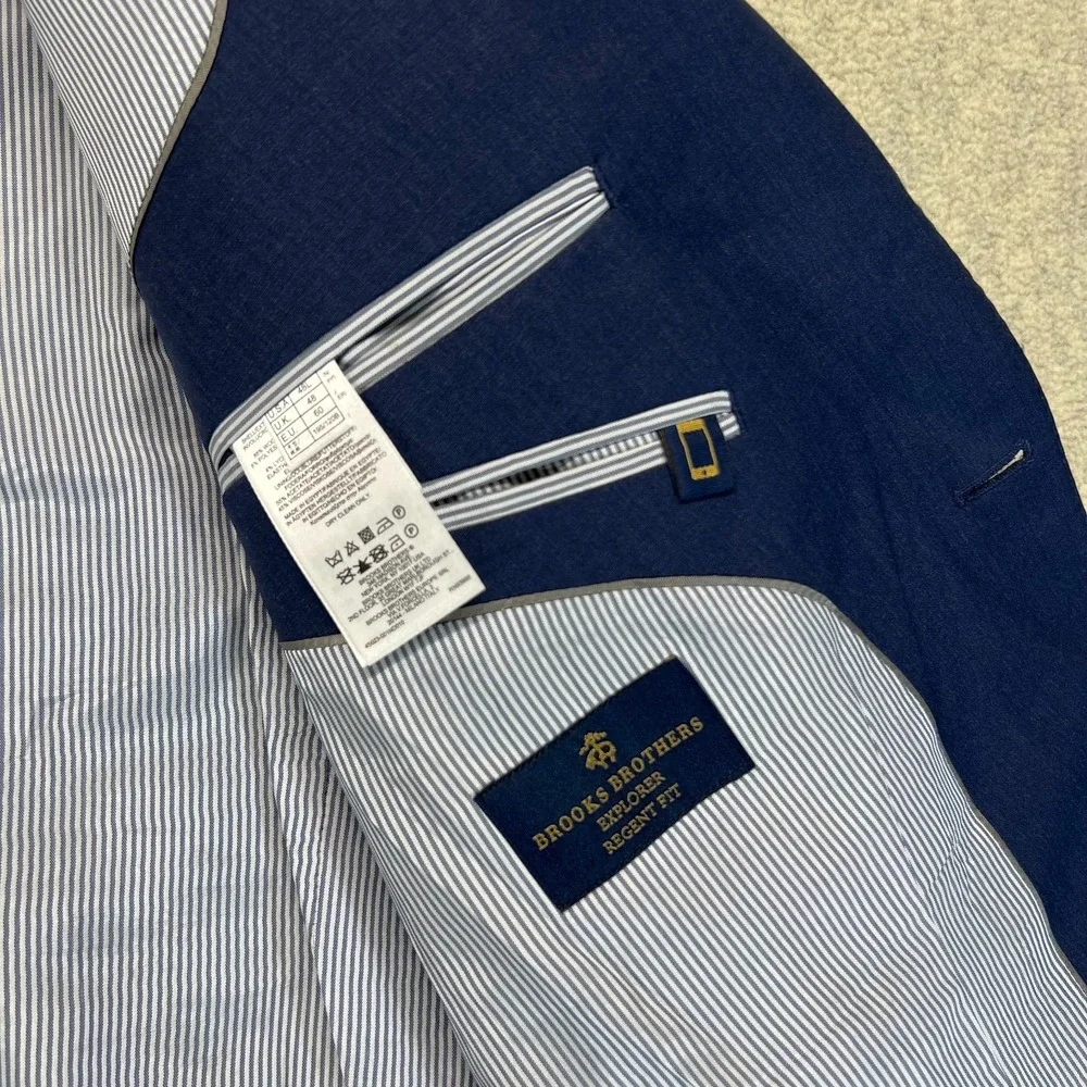 Brooks Brothers Mens Two Button Sports Coat Blue Single‎ Breasted Regent Fit 48L